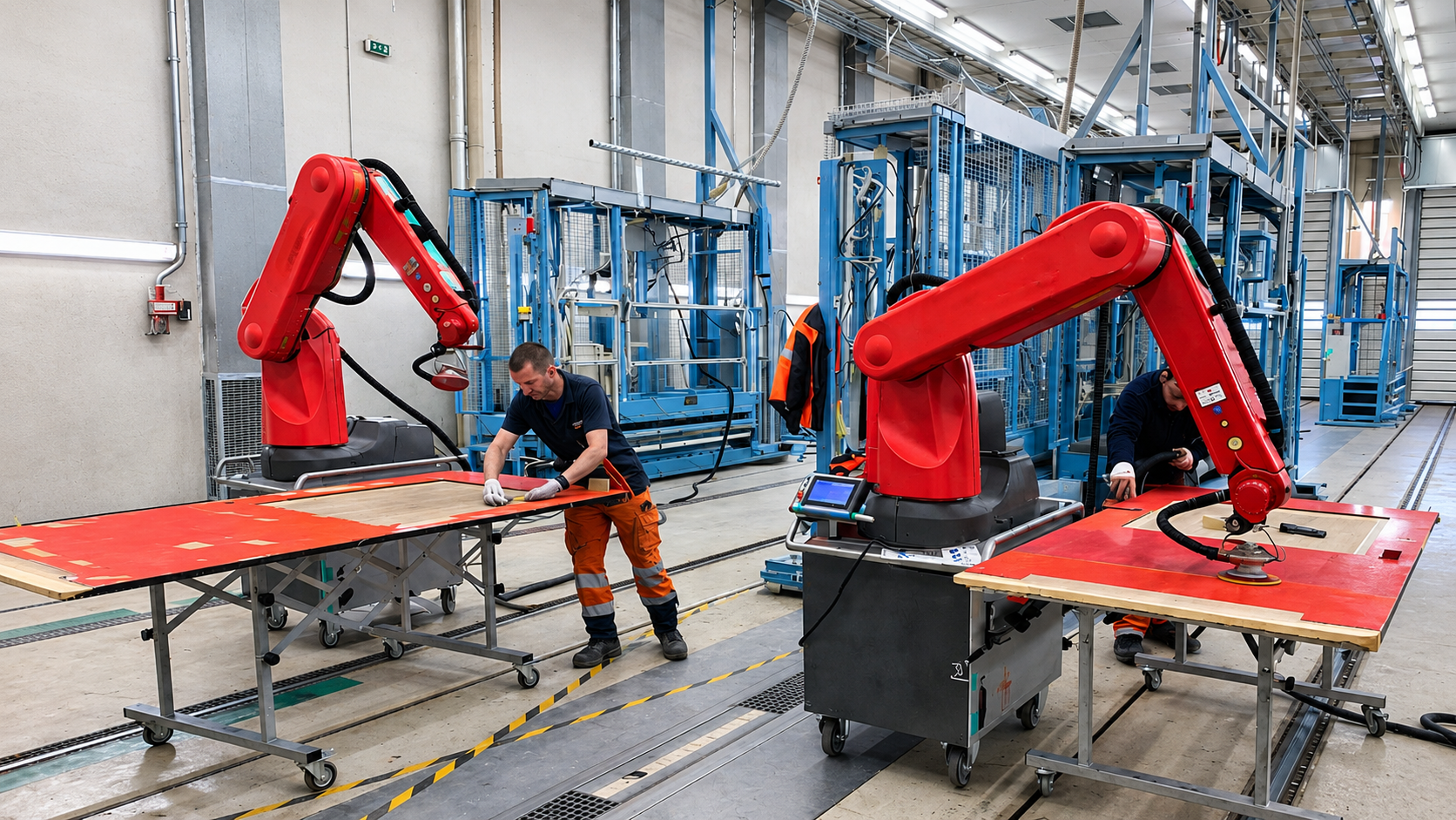 Schleifroboter / Schleif-CoBot beim automatisierten Schleifen und Polieren