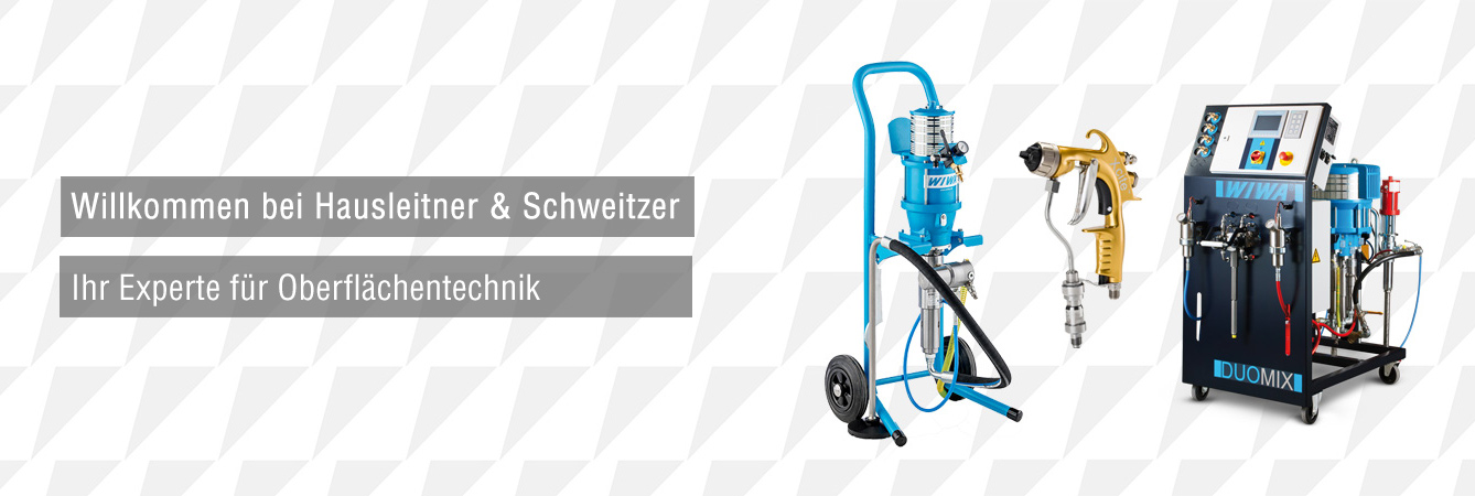 Hausleitner & Schweitzer Airless – Aircombi Farbspritzgeräte, Airless Hochdruckgeräte, Automatik Spritzpistolen, Handspritzpistolen, Injektionsanlagen, Geräte für die Klebstoffverarbeitung, Förderpumpen, 2K und 3K Dosiermaschinen, Signier- und Markierprodukte, Elektro-Airless Geräte, Absaugwände, Druckbehälter, Elektrostatikgeräte, Ionisationstechnik, Airmix-Geräte, Diverses Zubehör, Filtertechnik, Lüftungsfilter, Deckenfilter, Filermatten, Taschenfilter, Paintblock, Paintgrid, Paintstop, Lackieranlagen, Sondermaschinenbau, Lackierroboter, Lackierautomaten, Lackversorgungsanlagen, Automatische Elektrostatik-Lackieranlagen, Arbeitsschutz …