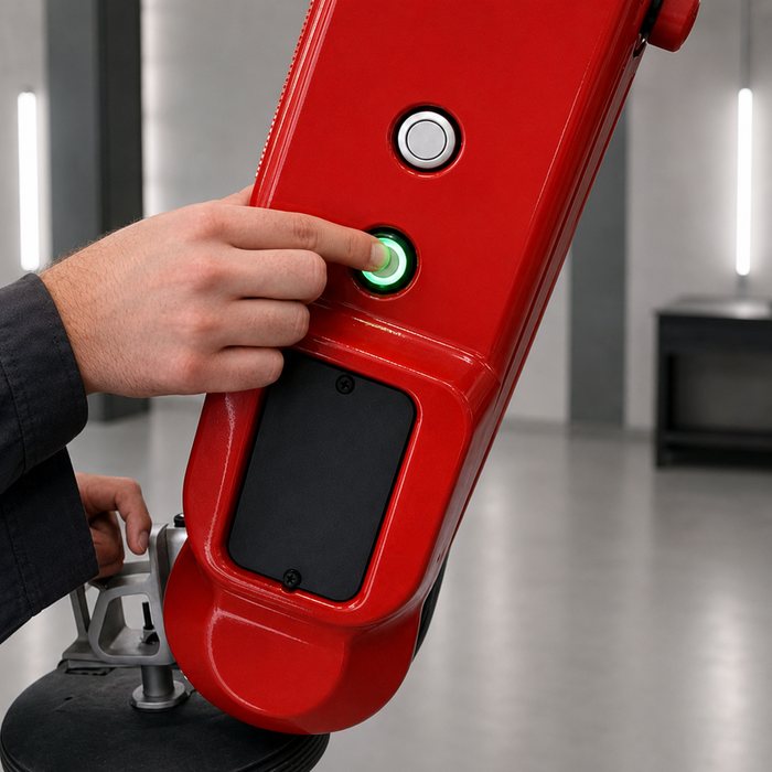 Intuitive Bedienung eines Schleif-CoBots über zwei Knöpfe